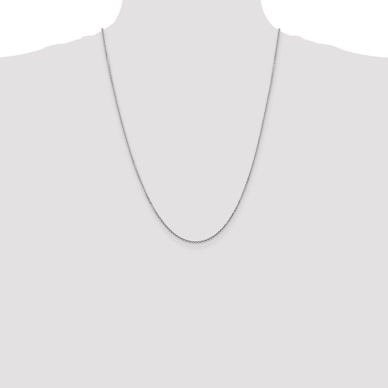 14K White Gold 10 inch 1.45mm Diamond-cut Cable with Lobster Clasp Anklet
