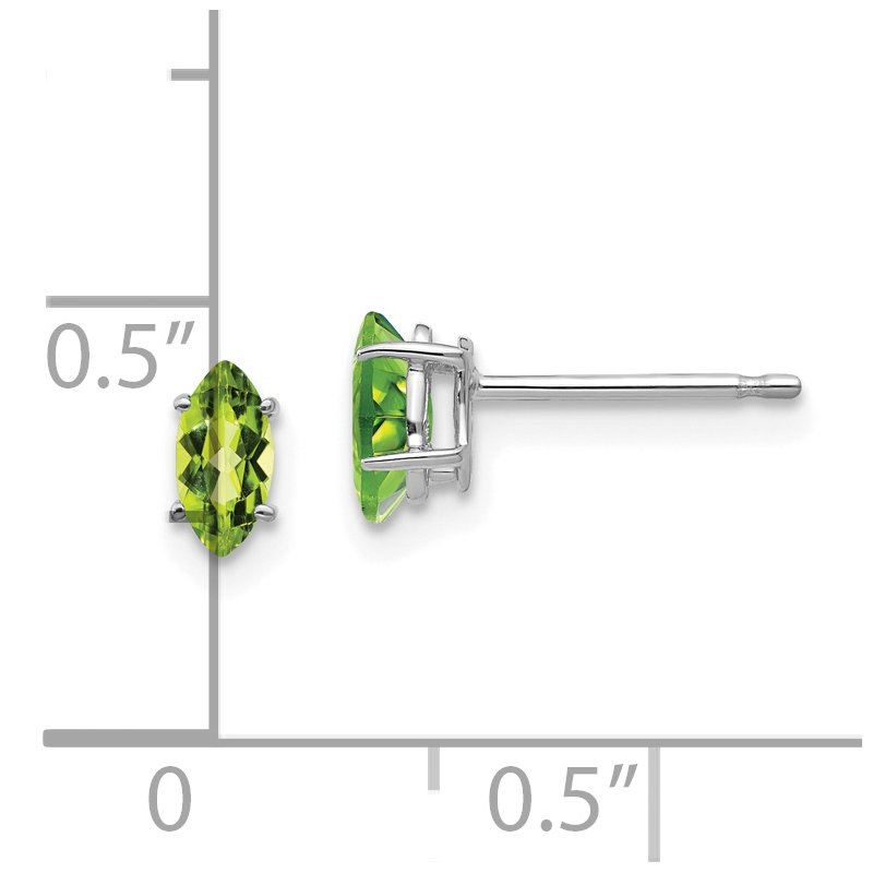 14k White Gold 6x3mm Marquise Peridot Post Earrings