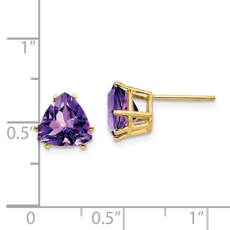 14k 8mm Trillion Amethyst Post Earrings