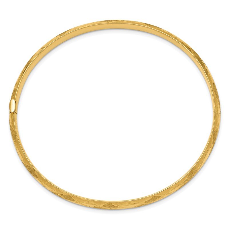 14k 3/16 Diamond-cut Fancy 4.75mm Hinged Oval Bangle Bracelet