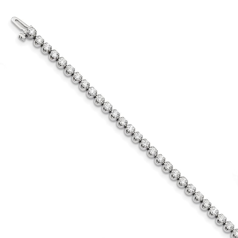 14k White Gold Complete 3.15 carat AA Diamond 4-prong 7 inch Tennis Bracelet
