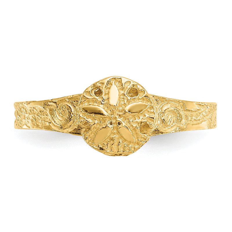 14K Diamond-cut Sand Dollar Toe Ring