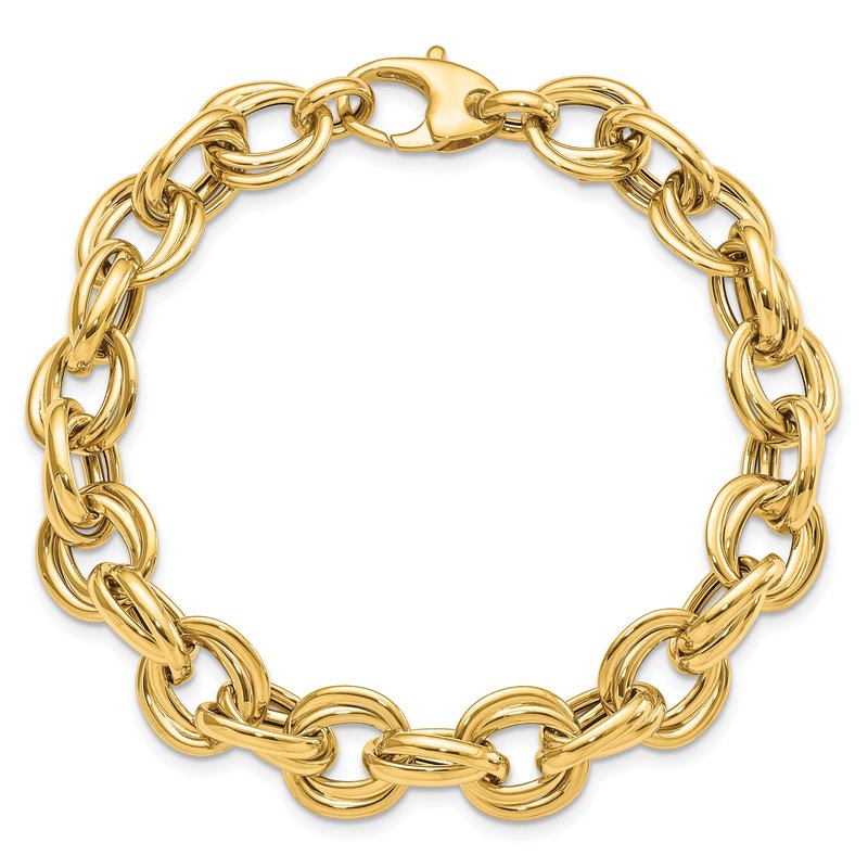 14K Polished 11mm Fancy Double Link Cable 8 inch Bracelet