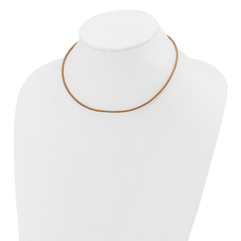 14k Yellow Clasp 2mm 16 inch Natural Leather Cord Necklace