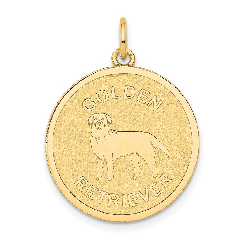 14k GOLDEN RETRIEVER 20mm Engravable Disc Dog Charm