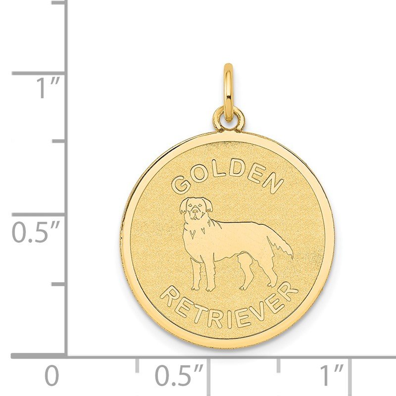 14k GOLDEN RETRIEVER 20mm Engravable Disc Dog Charm