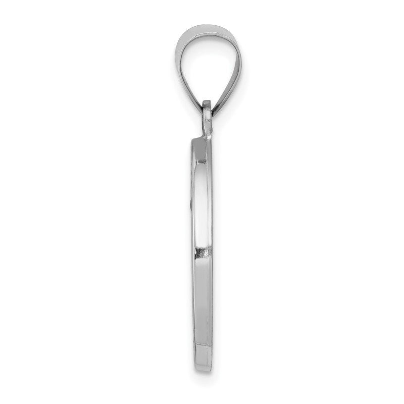 14k White Gold Polished and Satin Hollow St. Anthony Medal Pendant