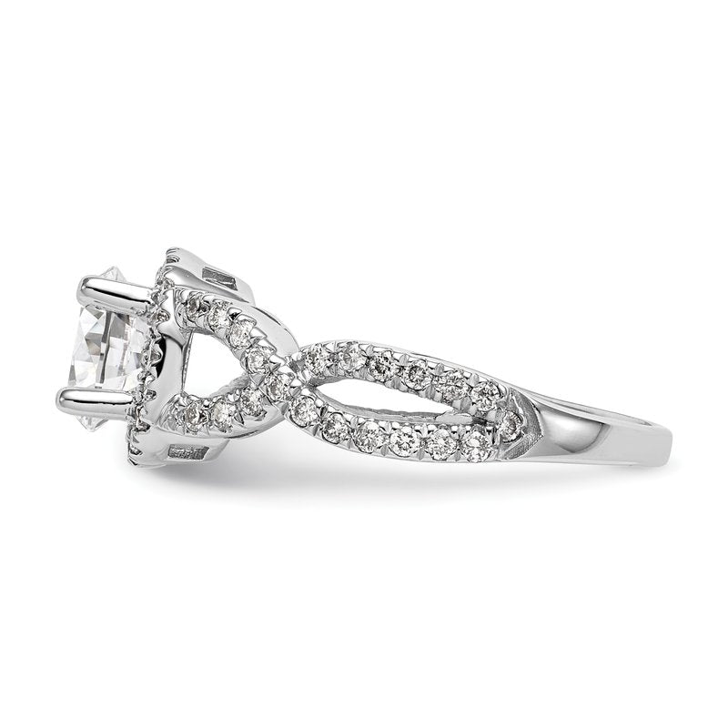 14K White Gold 3/4 carat Lab Grown Diamond VS/SI  D E F  Semi Mount Round Halo Engagement Ring