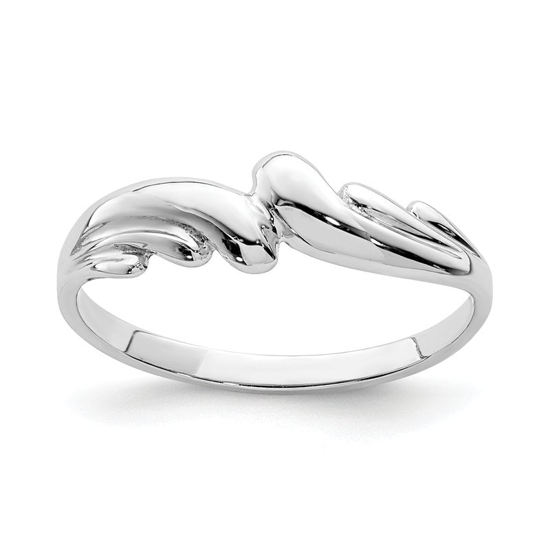 14K White Polished Wave Ring