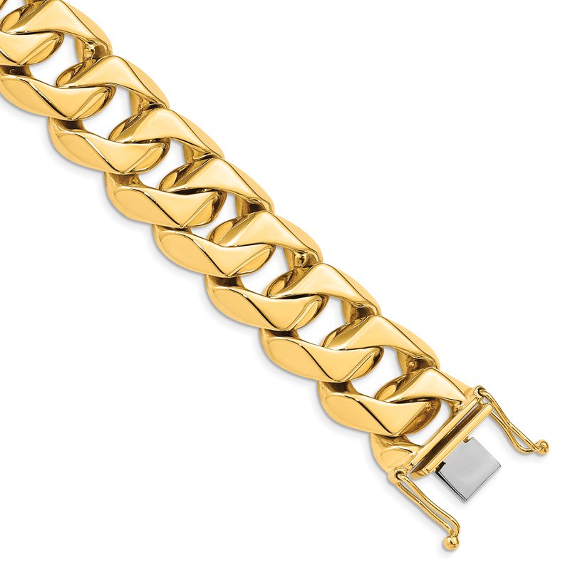 14K 20 inch 19mm Hand Polished Fancy Traditional Link with Box Catch Clasp Chain