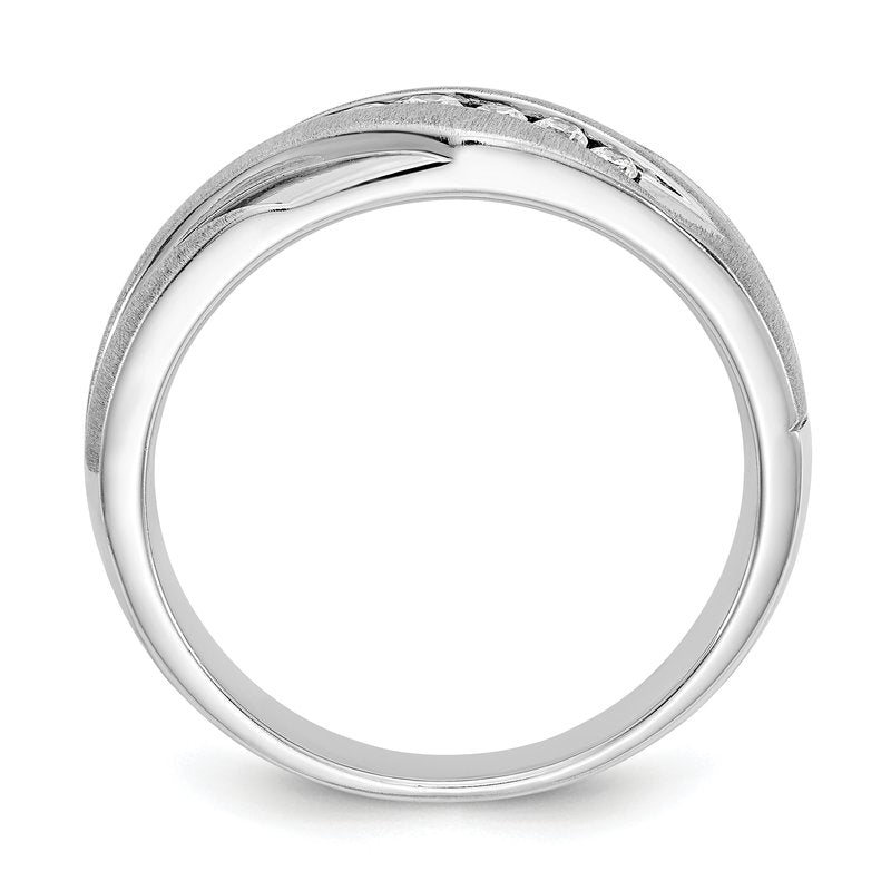 14K White Gold Men's 1/4 carat Lab Grown Diamond VS+ F+ Complete Brushed and Polished Band