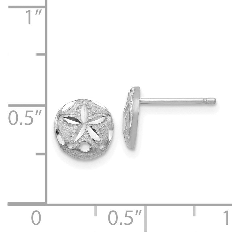 14k White Gold Diamond-cut Sand Dollar Earrings