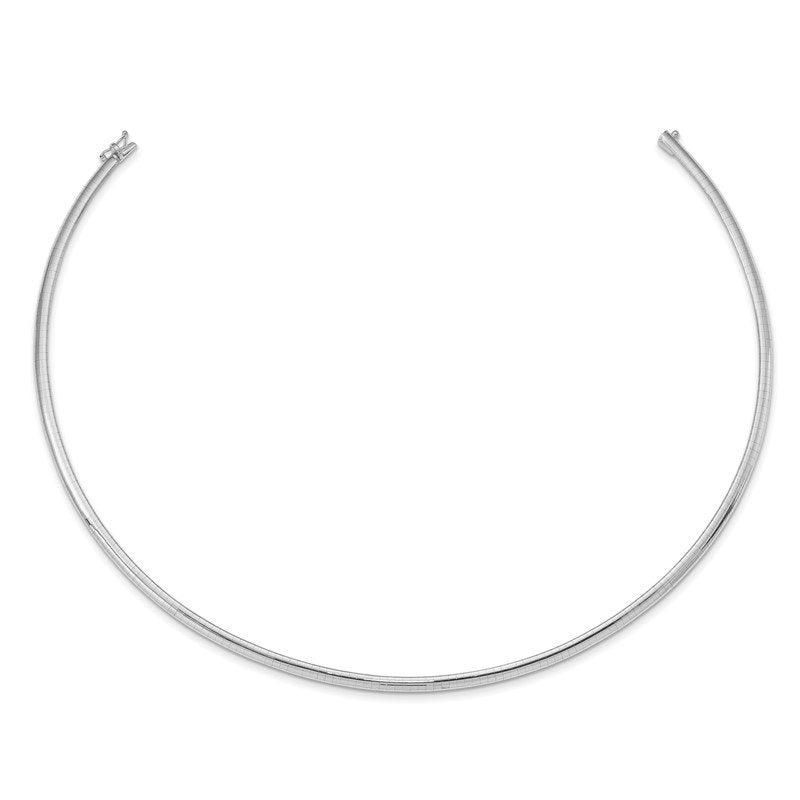 14k White Gold Polished 4mm Standard Weight 16 inch Domed Omega Necklace