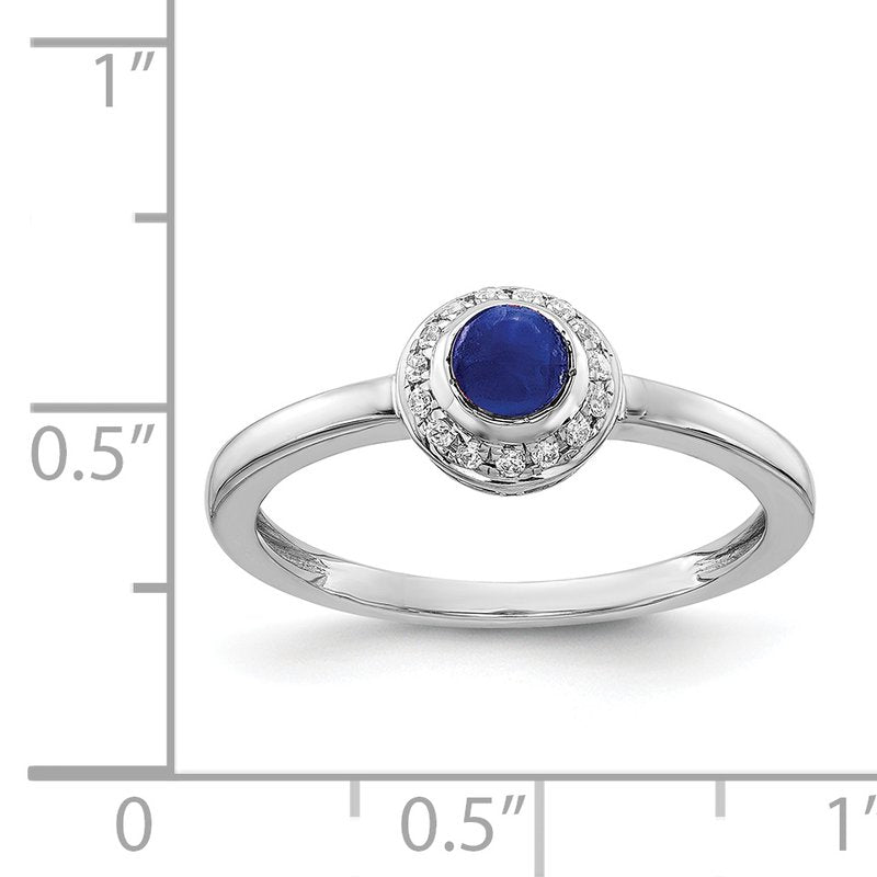 14k White Gold Diamond and Cabochon Peridot Ring