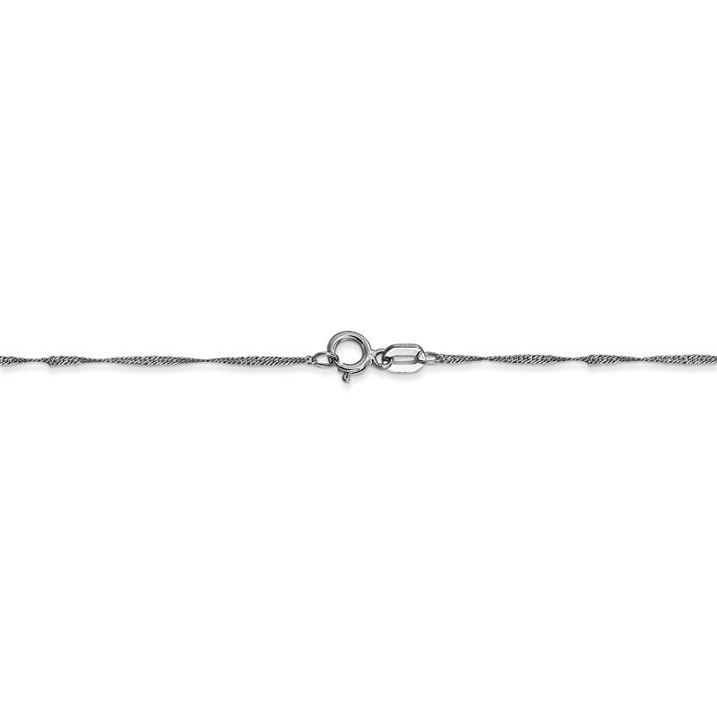 14K White Gold 14 inch 1mm Singapore with Spring Ring Clasp Chain