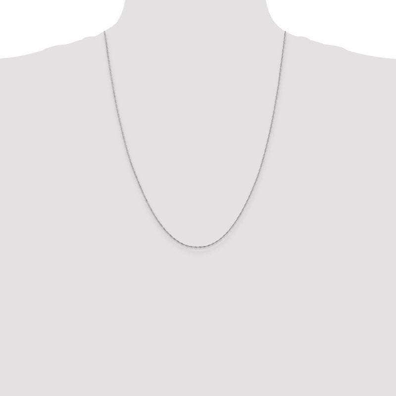 14K White Gold 14 inch 1mm Singapore with Spring Ring Clasp Chain