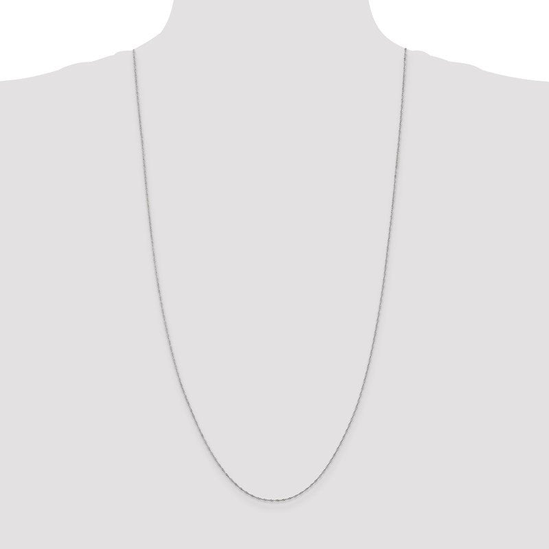 14K White Gold 14 inch 1mm Singapore with Spring Ring Clasp Chain