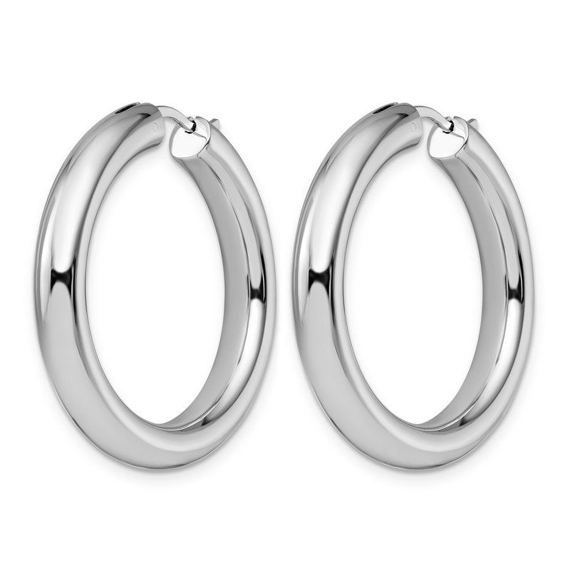 Sterling Silver Rhodium-plated 5mm Tube Earrings