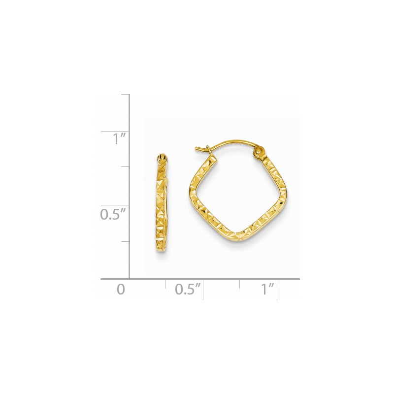14K Diamond Cut Squared Hoop Earrings