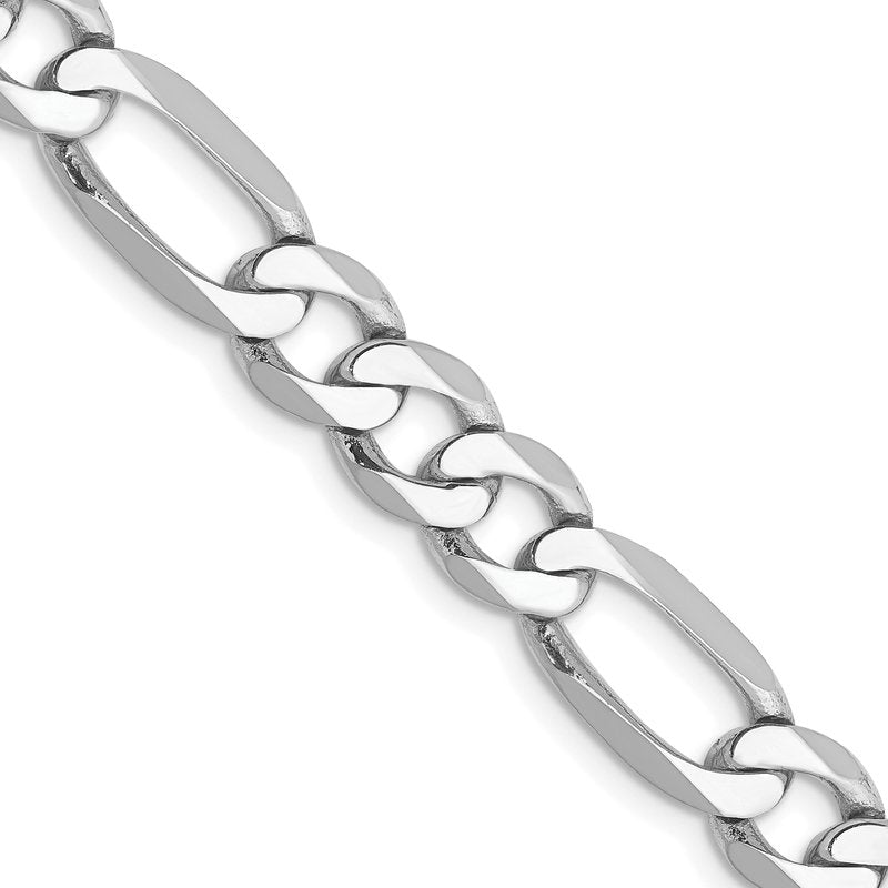 14K White Gold 20 inch 7mm Flat Figaro with Lobster Clasp Chain