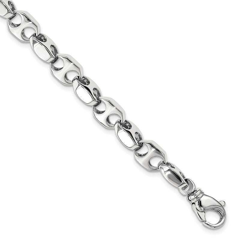 14K White Gold 20 inch 7.2mm Hand Polished Fancy Link with Fancy Lobster Clasp Chain