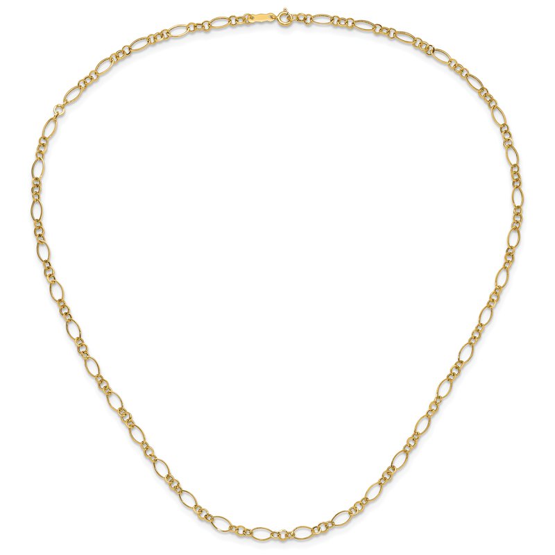 14k Polished 3mm Fancy Oval and Round Link 18 inch Necklace