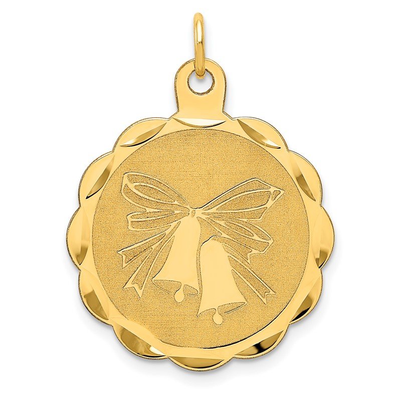 14k Wedding Bells 23mm Engravable Disc Charm
