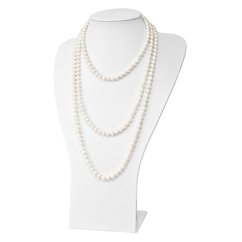 9-10mm White Semi-Round Freshwater Cultured Pearl Endless 80 inch Necklace