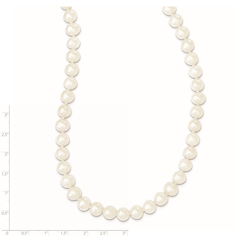 9-10mm White Semi-Round Freshwater Cultured Pearl Endless 80 inch Necklace