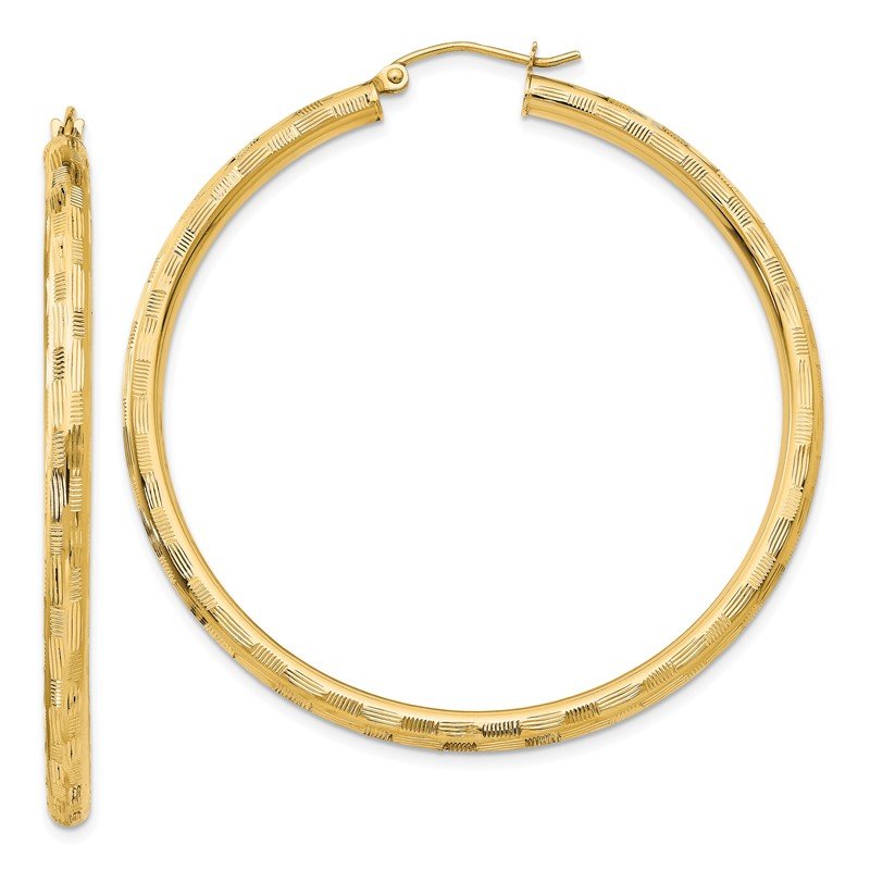 14k Diamond-cut Hoop Earrings
