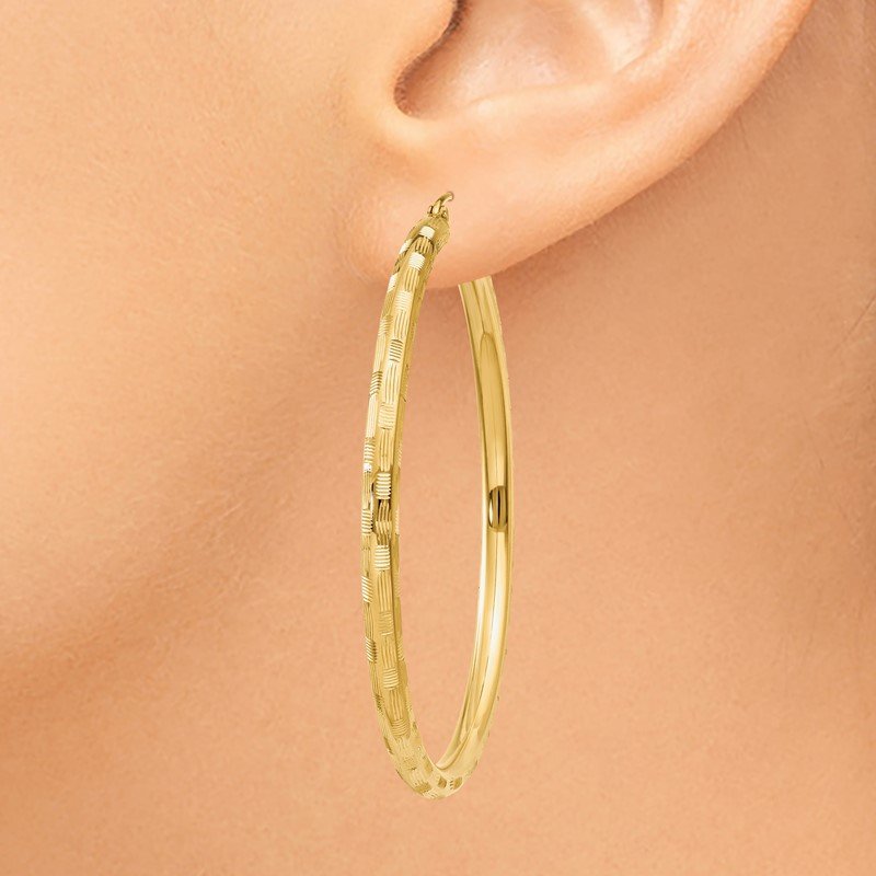 14k Diamond-cut Hoop Earrings