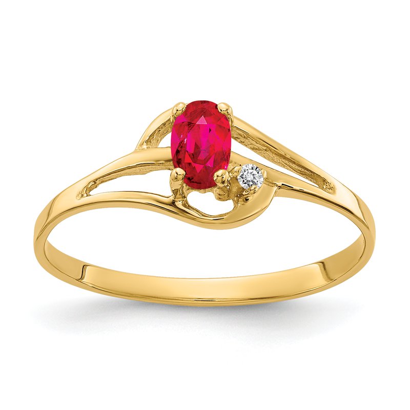 14k 5x3mm Oval Ruby A Diamond ring