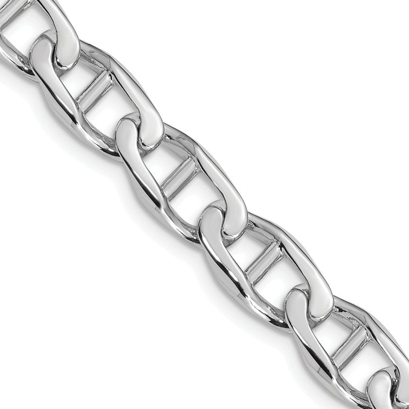 14K White Gold 20 inch 9mm Hand Polished Fancy Anchor Link with Fancy Lobster Clasp Chain
