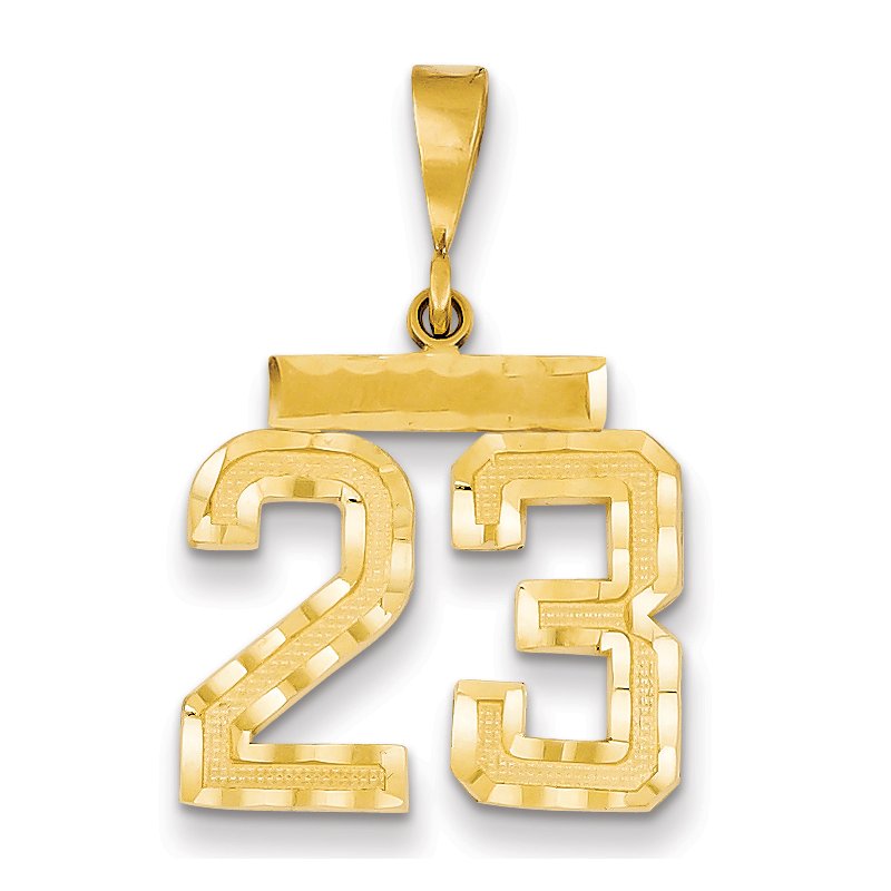 14k Medium Diamond-cut Number 23 Charm