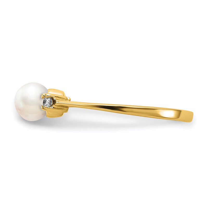 14k 5mm FW Cultured Pearl AA Diamond ring