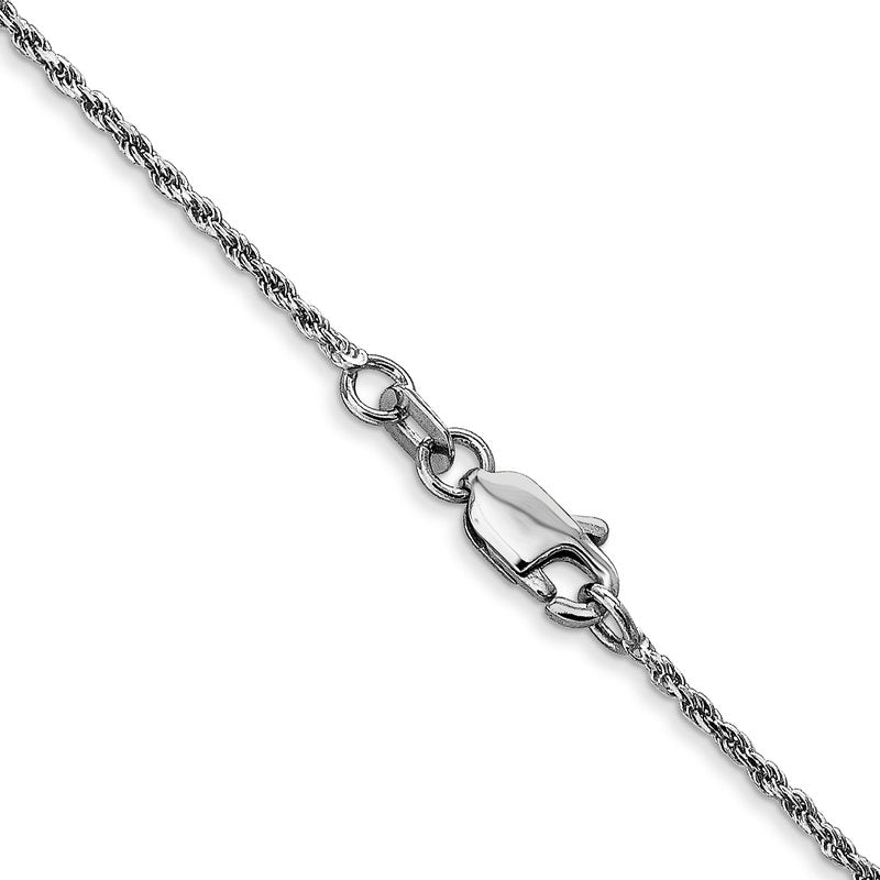 14K White Gold 10 inch 1.15mm Diamond-cut Machine Made Rope with Lobster Clasp Chain Anklet