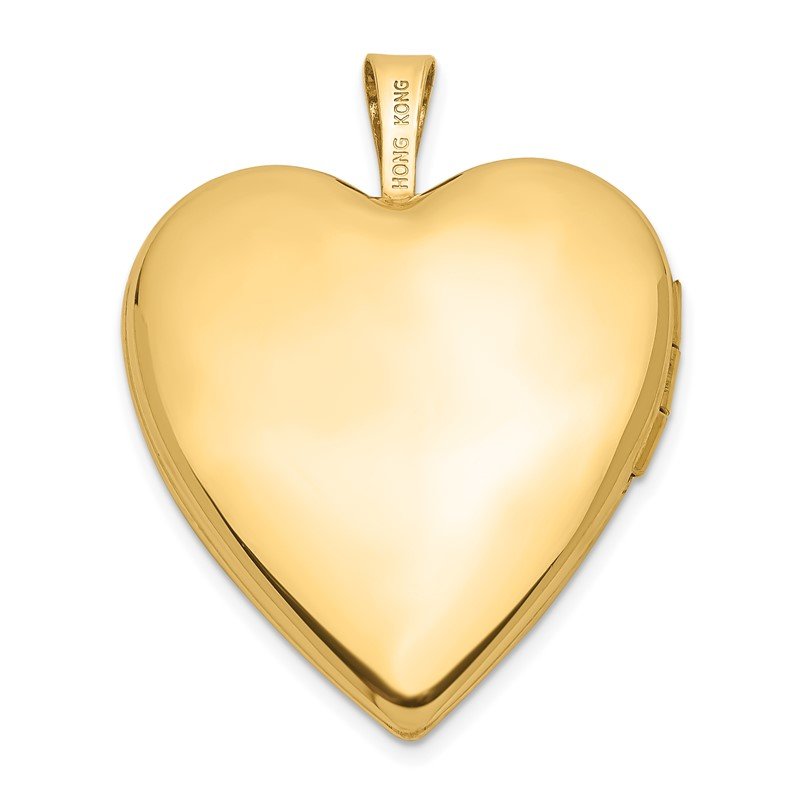 14K Diamond Star with Side Swirl Edge 20mm Heart Locket