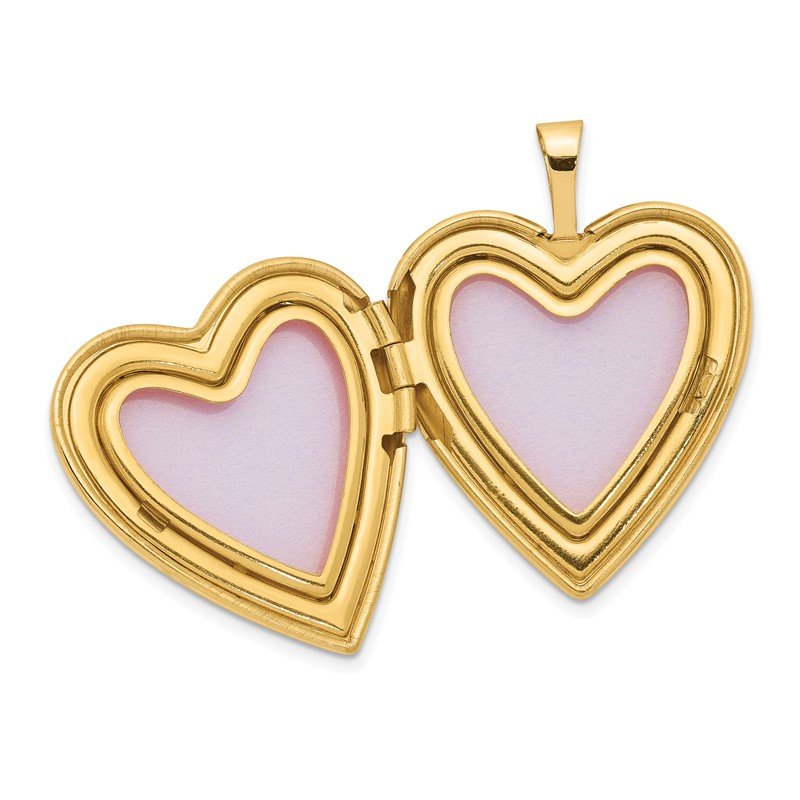 14K Diamond Star with Side Swirl Edge 20mm Heart Locket
