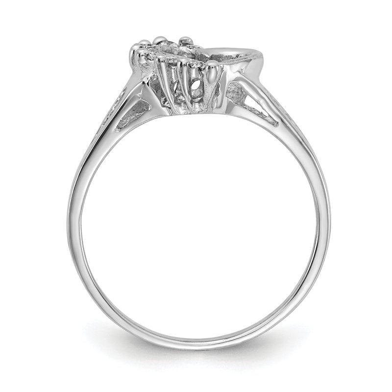 14k White Gold Polished AA Diamond Heart Ring