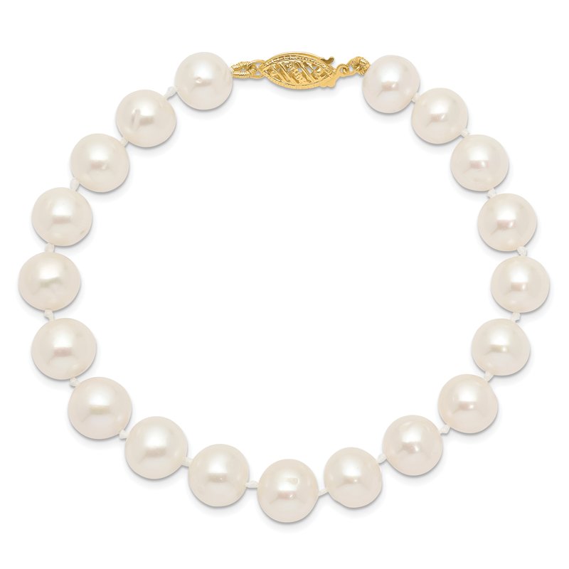 14k 9-10mm White Near-Round Freshwater Cultured Pearl 16 inch Necklace