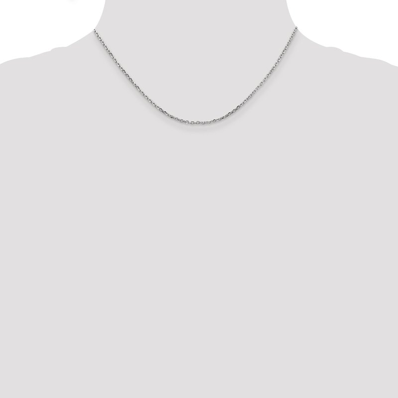 14K White Gold 26 inch 1.8mm Diamond-cut Round Open Link Cable with Lobster Clasp Chain