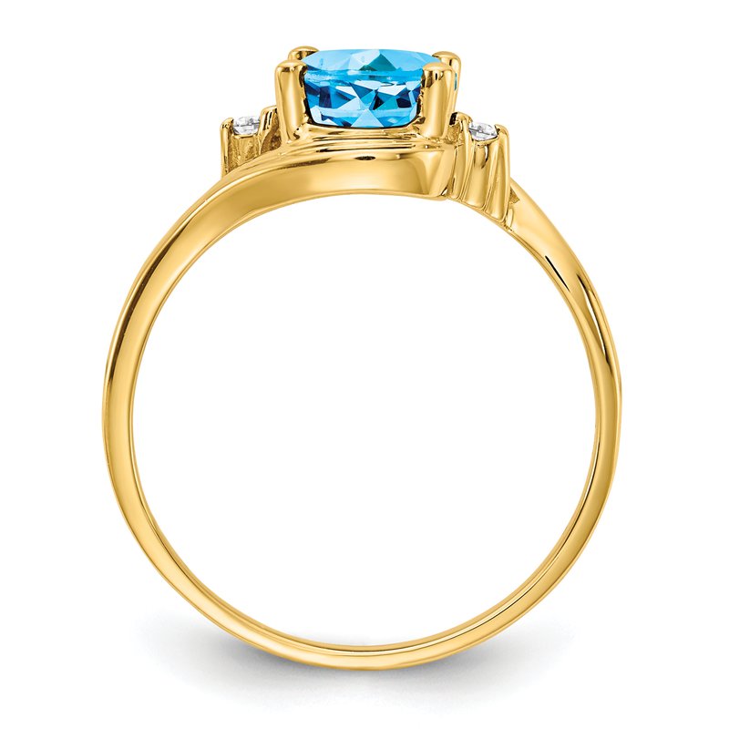 14k 8x6mm Oval Blue Topaz AAA Diamond ring