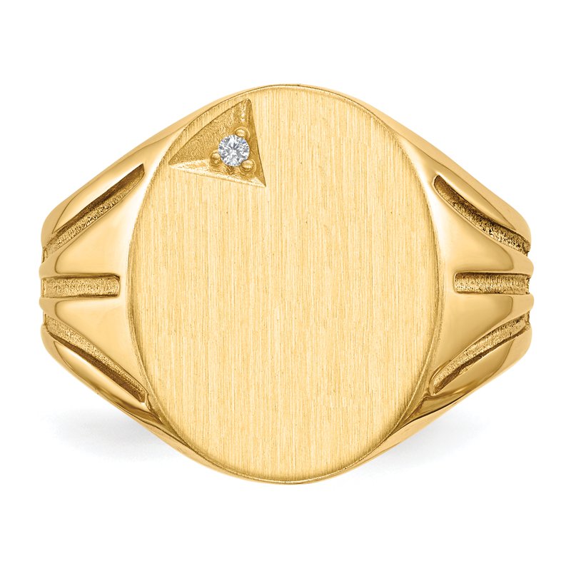14k 14.0x16.0mm Open Back AA Diamond Mens Signet Ring