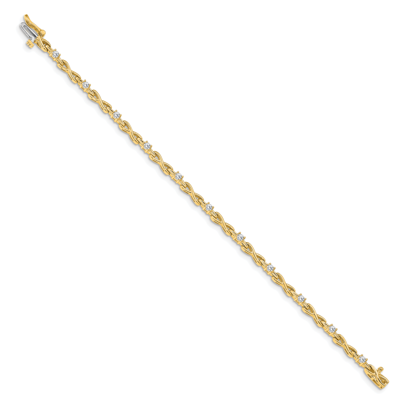 14k Complete 1/2 carat Round VS Diamond 4-prong X-design 7 inch Tennis Bracelet