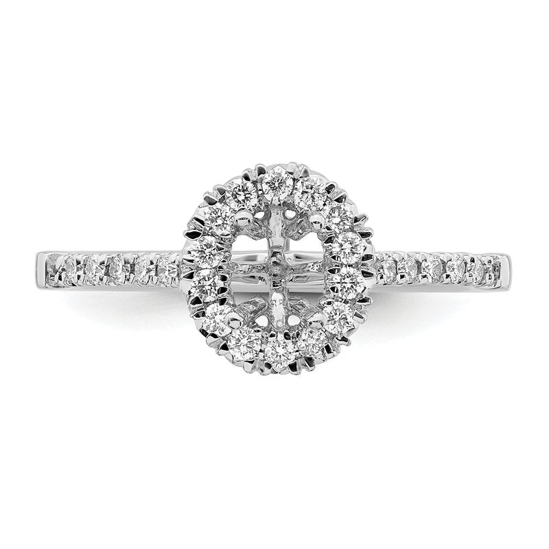 14K White Gold 1/3 carat Lab Grown Diamond VS+ F+ Semi-Mount Oval Halo Engagement Ring
