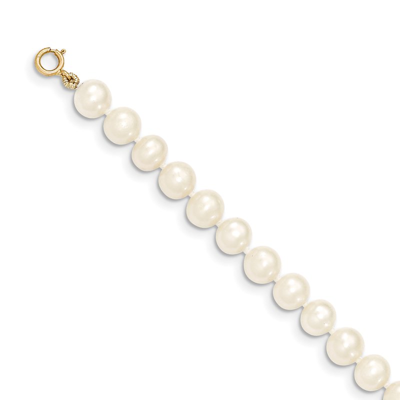 14k 6-7mm White Semi-Round Freshwater Cultured Pearl 12 inch Necklace