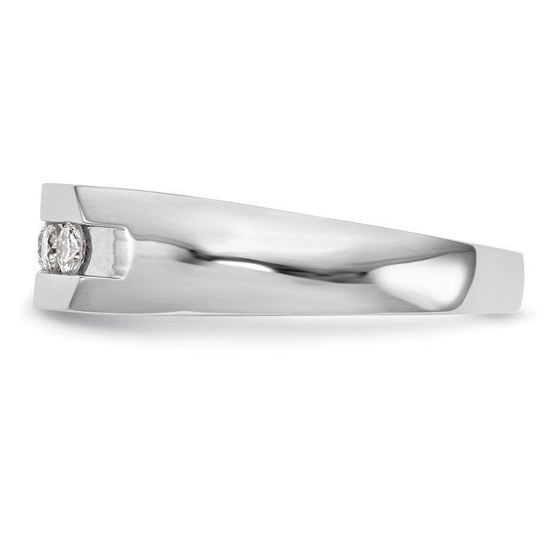 14K White Gold Men's 1/3 carat Lab Grown Diamond VS+ F+ Complete Channel Five Stone Band