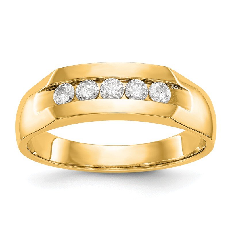 14K White Gold Men's 1/3 carat Lab Grown Diamond VS+ F+ Complete Channel Five Stone Band