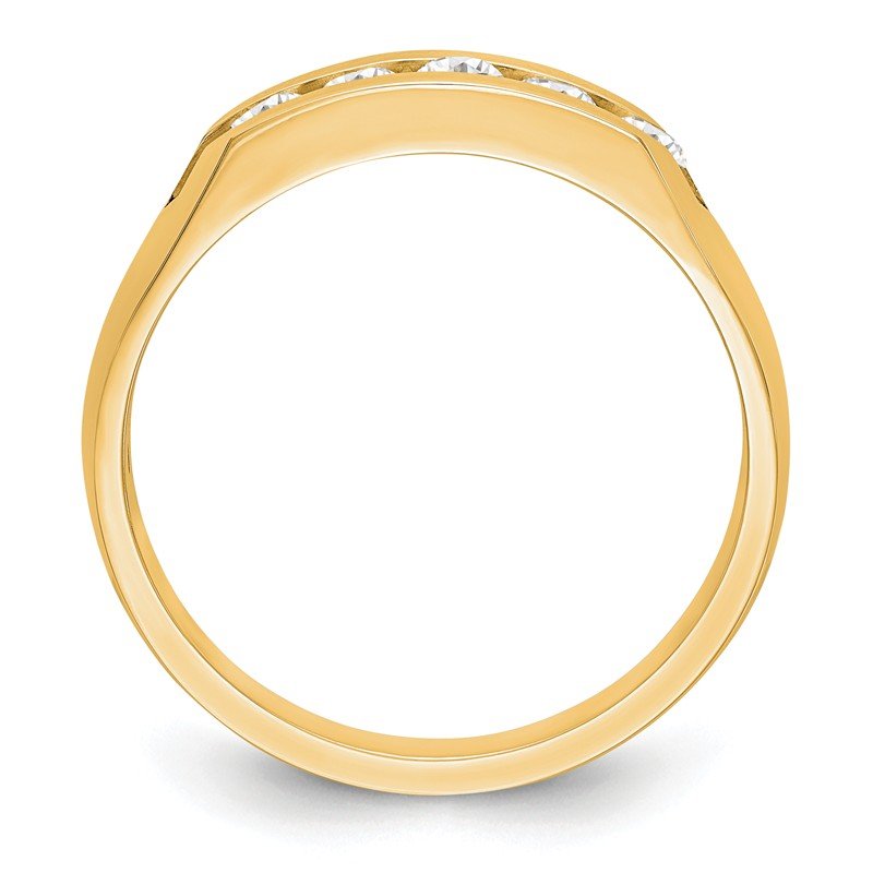 14K White Gold Men's 1/3 carat Lab Grown Diamond VS+ F+ Complete Channel Five Stone Band