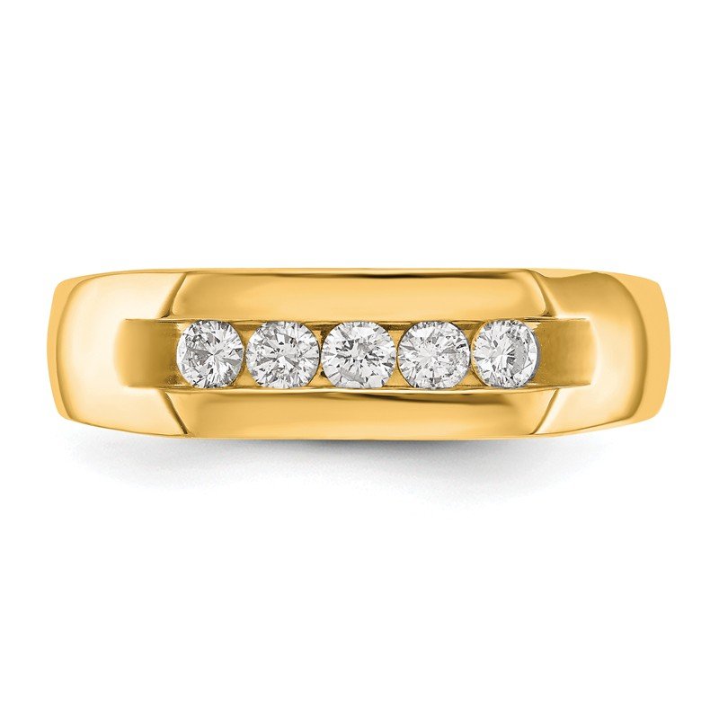 14K White Gold Men's 1/3 carat Lab Grown Diamond VS+ F+ Complete Channel Five Stone Band